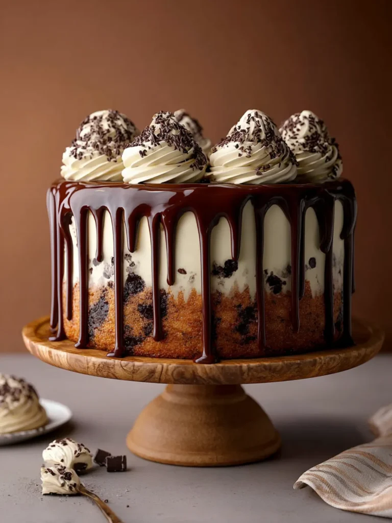 Chocolate Chip Cake with Ganache Drip – A Delightful Treat First Image