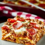 Sausage and Pepperoni Layered Pizza Bake First Image