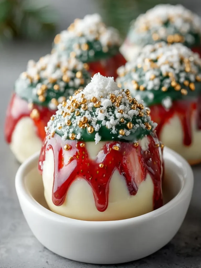 Festive Santa Dome Cakes with Vanilla Mousse and Strawberry Filling – A Show-Stopping Holiday Dessert First Image