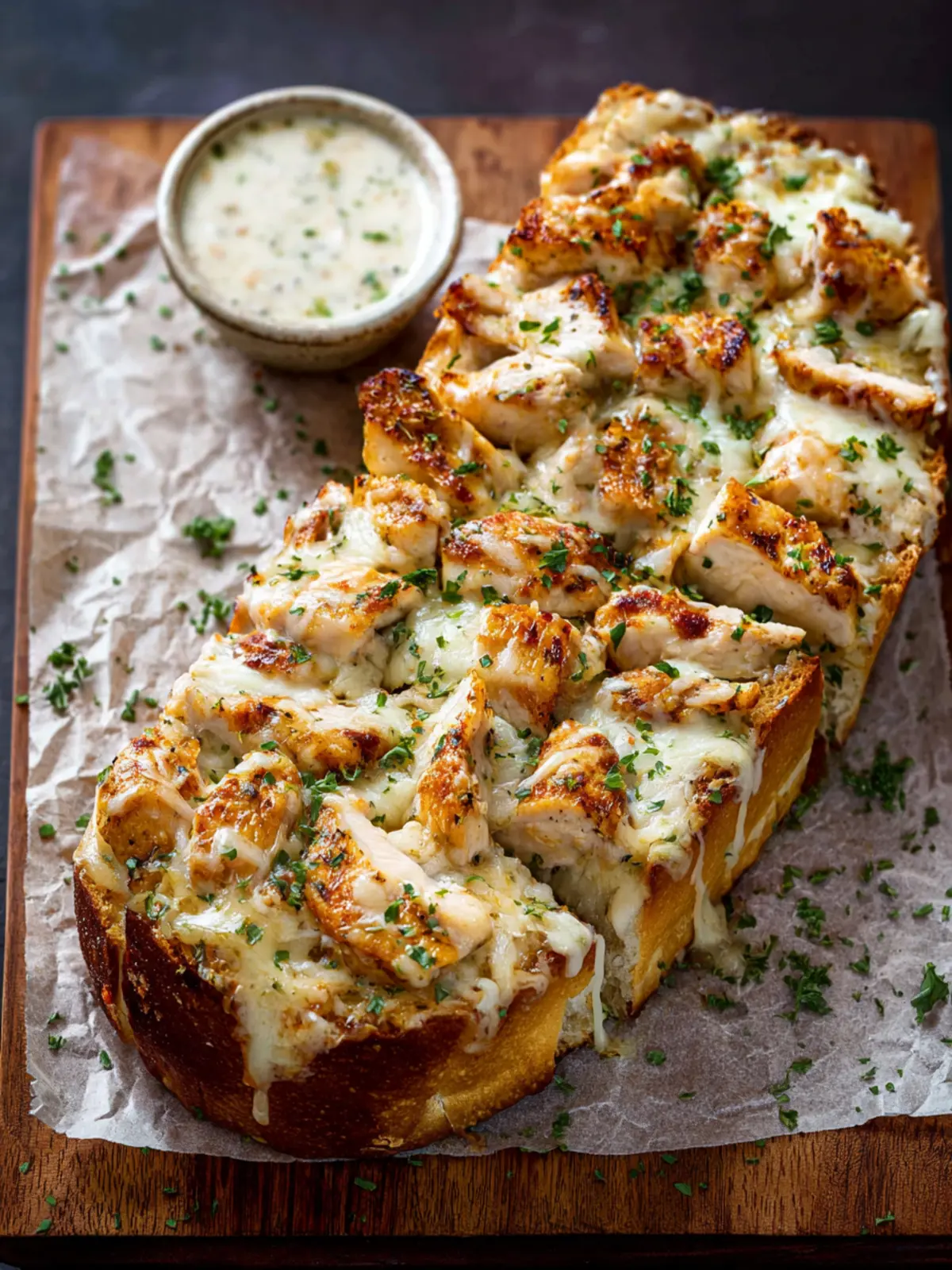 Chicken Alfredo Garlic Bread First Image