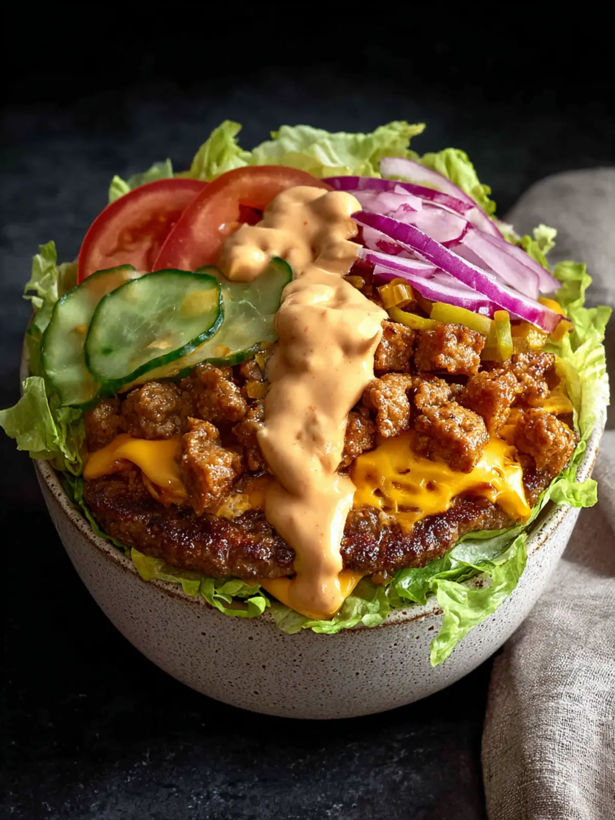 Easy Burger Bowl with Special Sauce (Big Mac Bowls) First Image