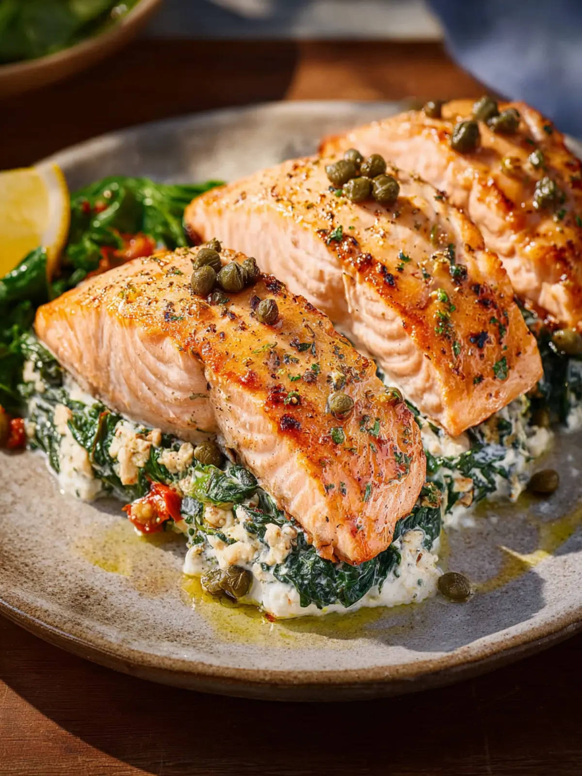 Stuffed Salmon with Spinach, Capers, and Greek Yogurt First Image