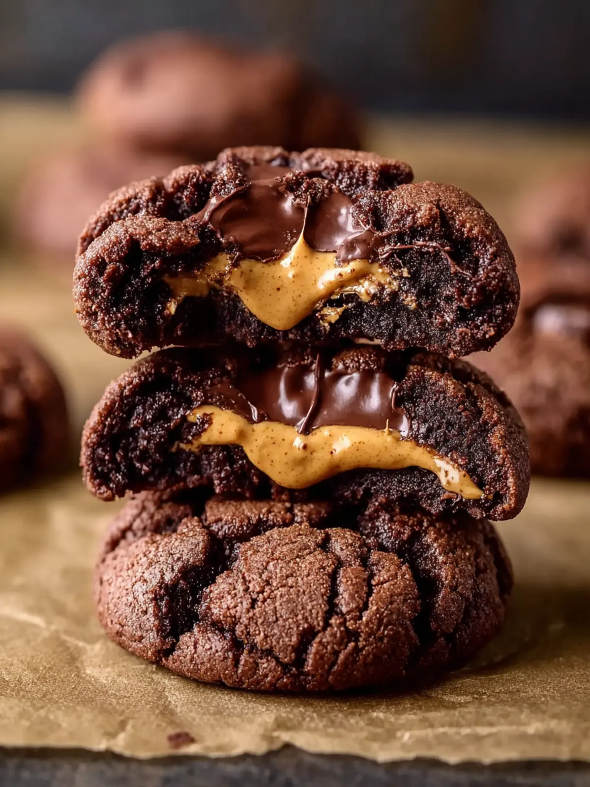 Chocolate Peanut Butter Filled Cookies First Image