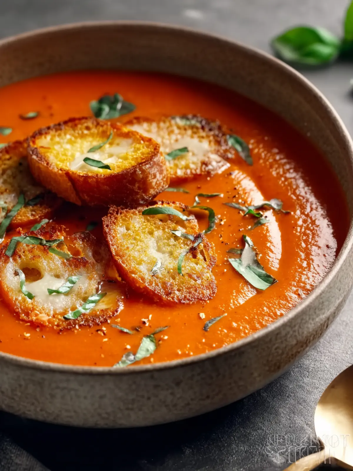 Roasted Tomato Soup with Crispy Gruyère Toasts First Image