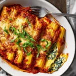 Easy Vegetarian Spinach + Cheese Manicotti Recipe First Image