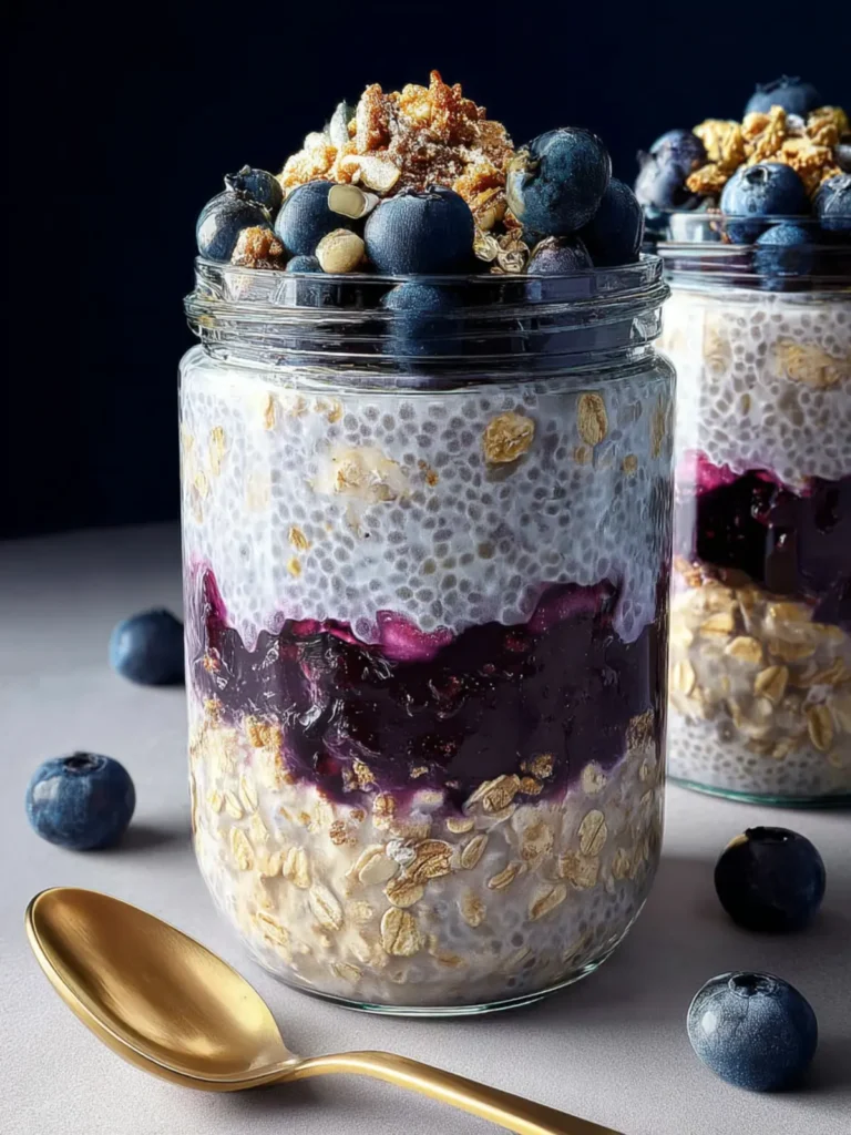 Blueberry cheesecake overnight oats First Image