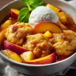 One Bowl Peach Cobbler with Fresh Peaches & Easy Drop Biscuits First Image