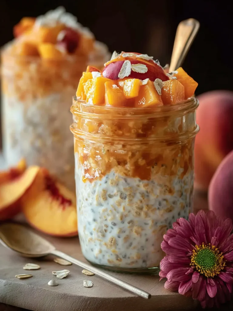 Peach cobbler overnight oats First Image