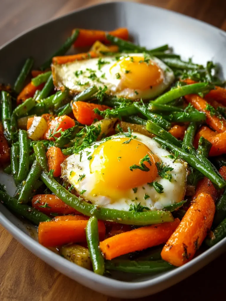 Honey Glazed Carrots & Green Beans Breakfast Hash with Eggs First Image