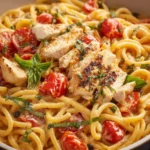 One Pan Creamy Tomato Basil Pasta with Chicken First Image